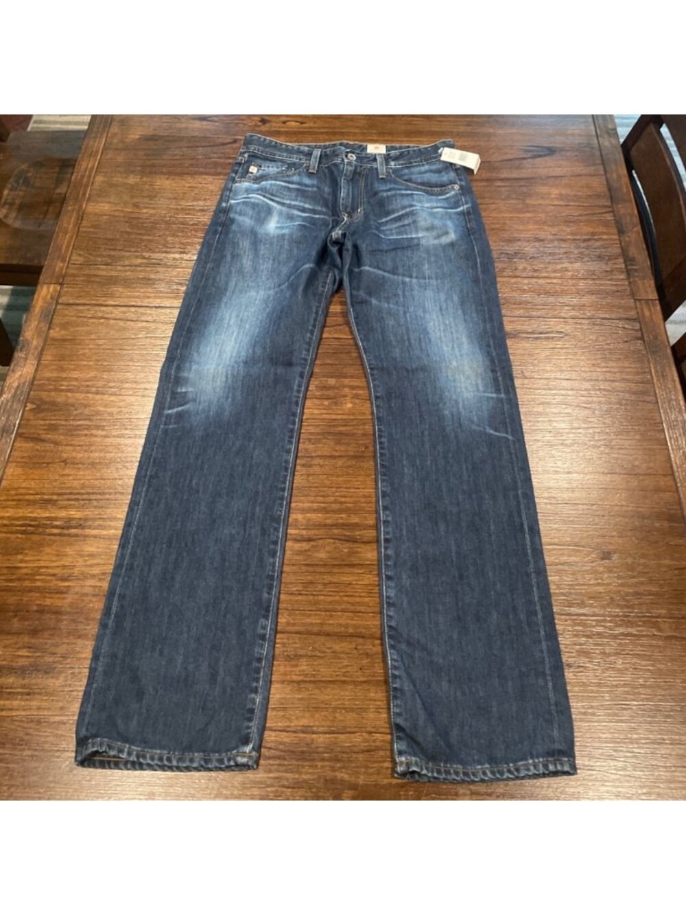 AG Relaxed Straight Jean Men's 32x34 Medium Wash Faded Distressed Stretch 34x34